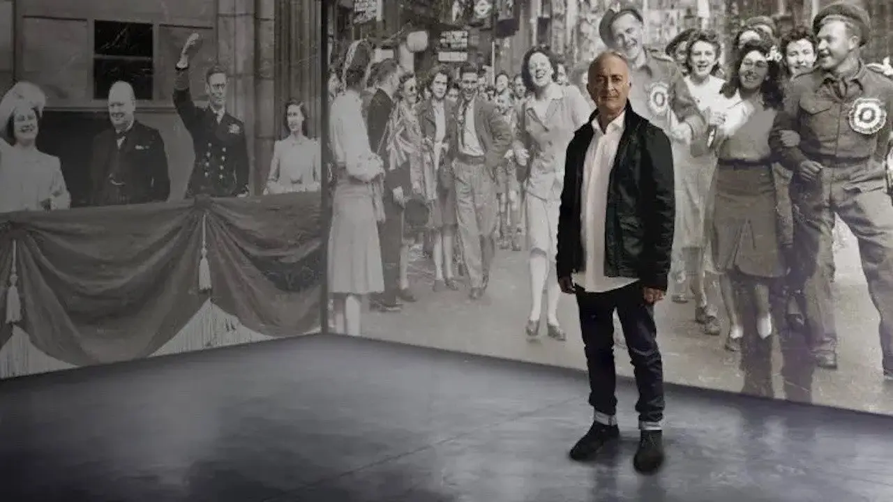 Tony Robinson's VE Day Minute by Minute backdrop