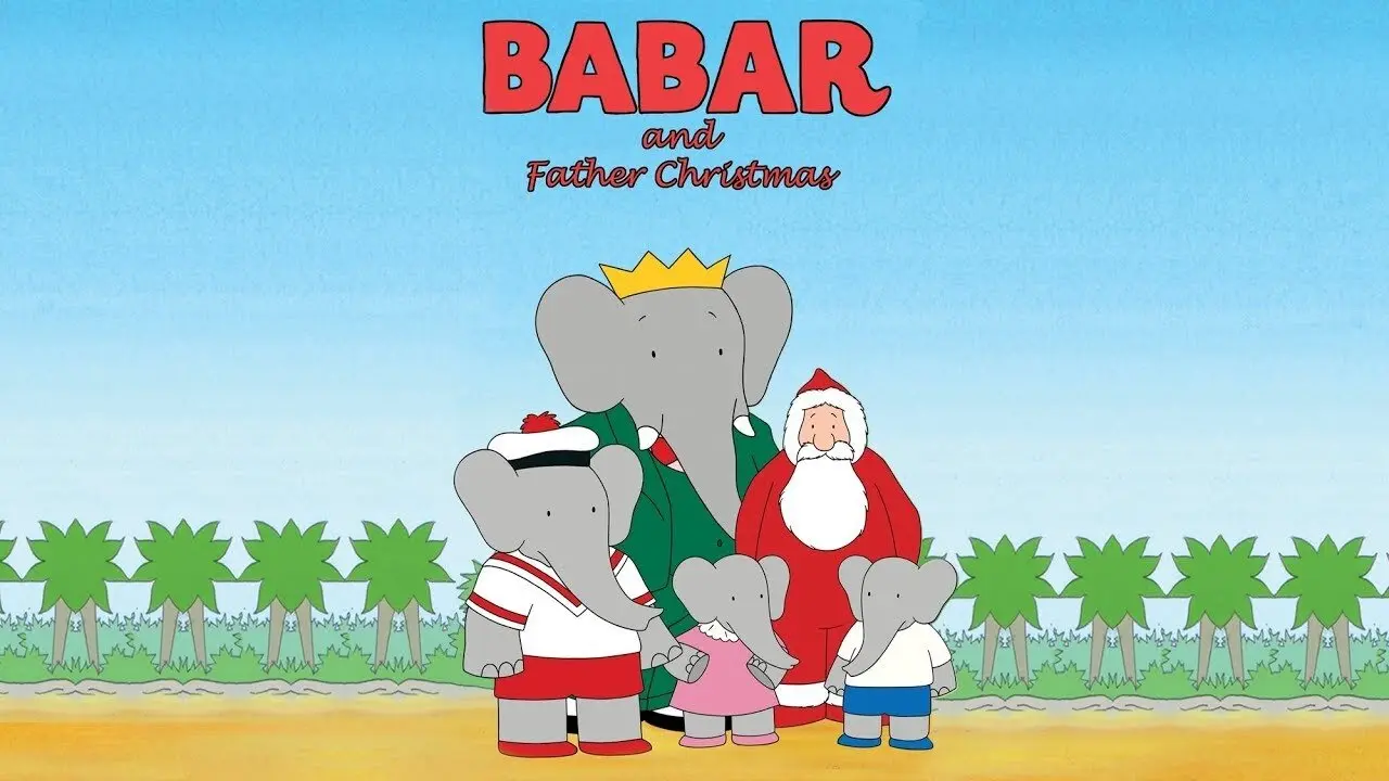 Babar and Father Christmas backdrop